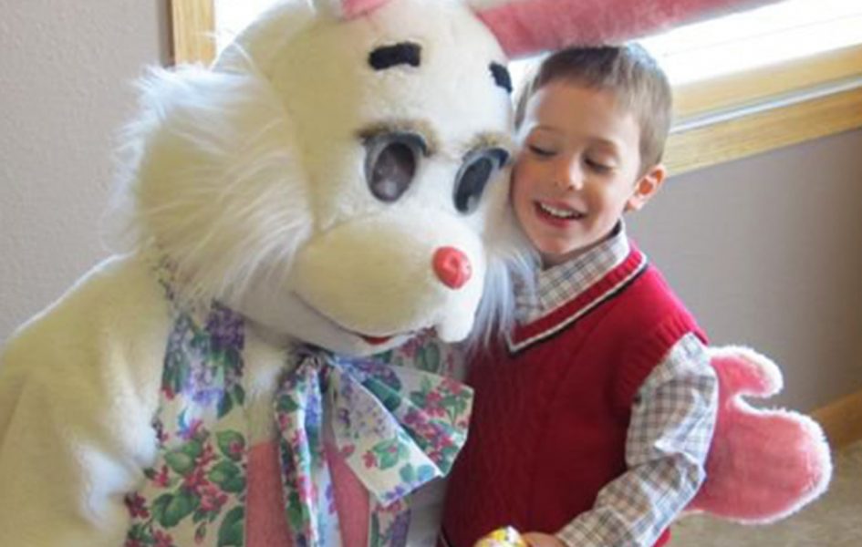 little boy with easter bunny